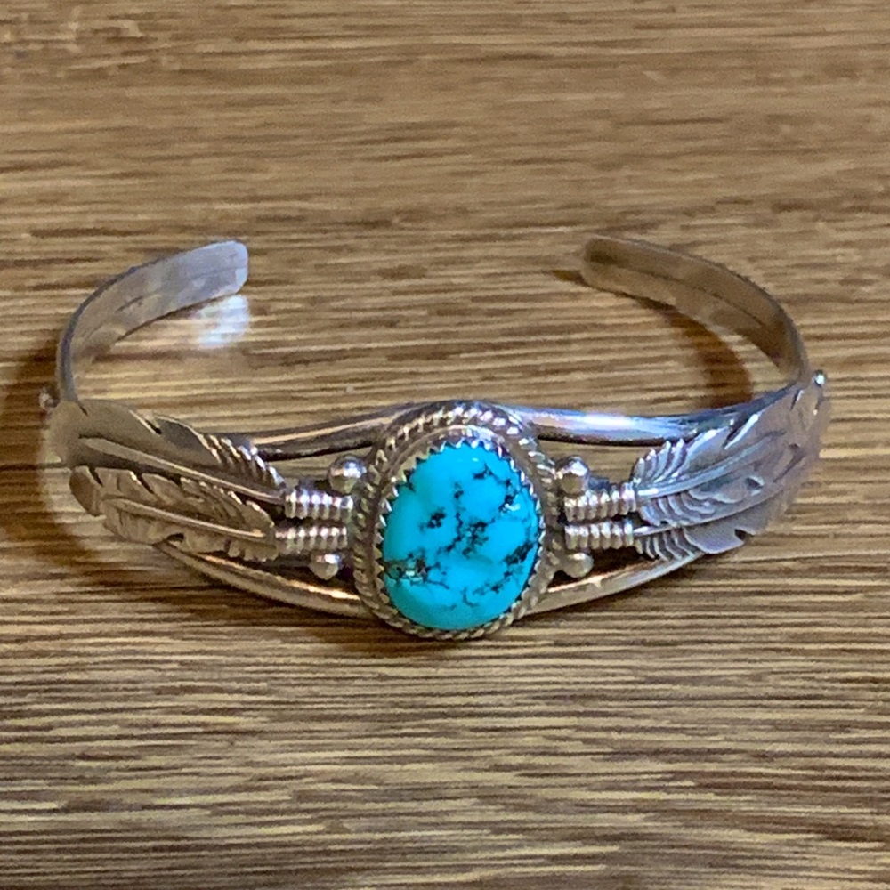 Vintage Kingman Turquoise Silver Cuff Bracelet